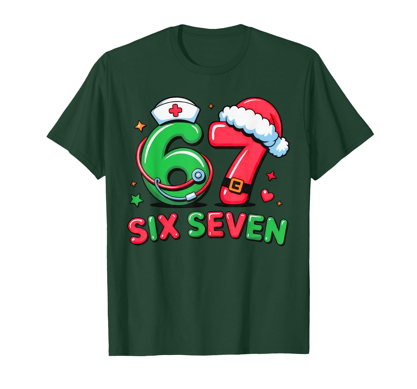67 Meme Six Seven Women Men Nurse Christmas Matching Family T-Shirt