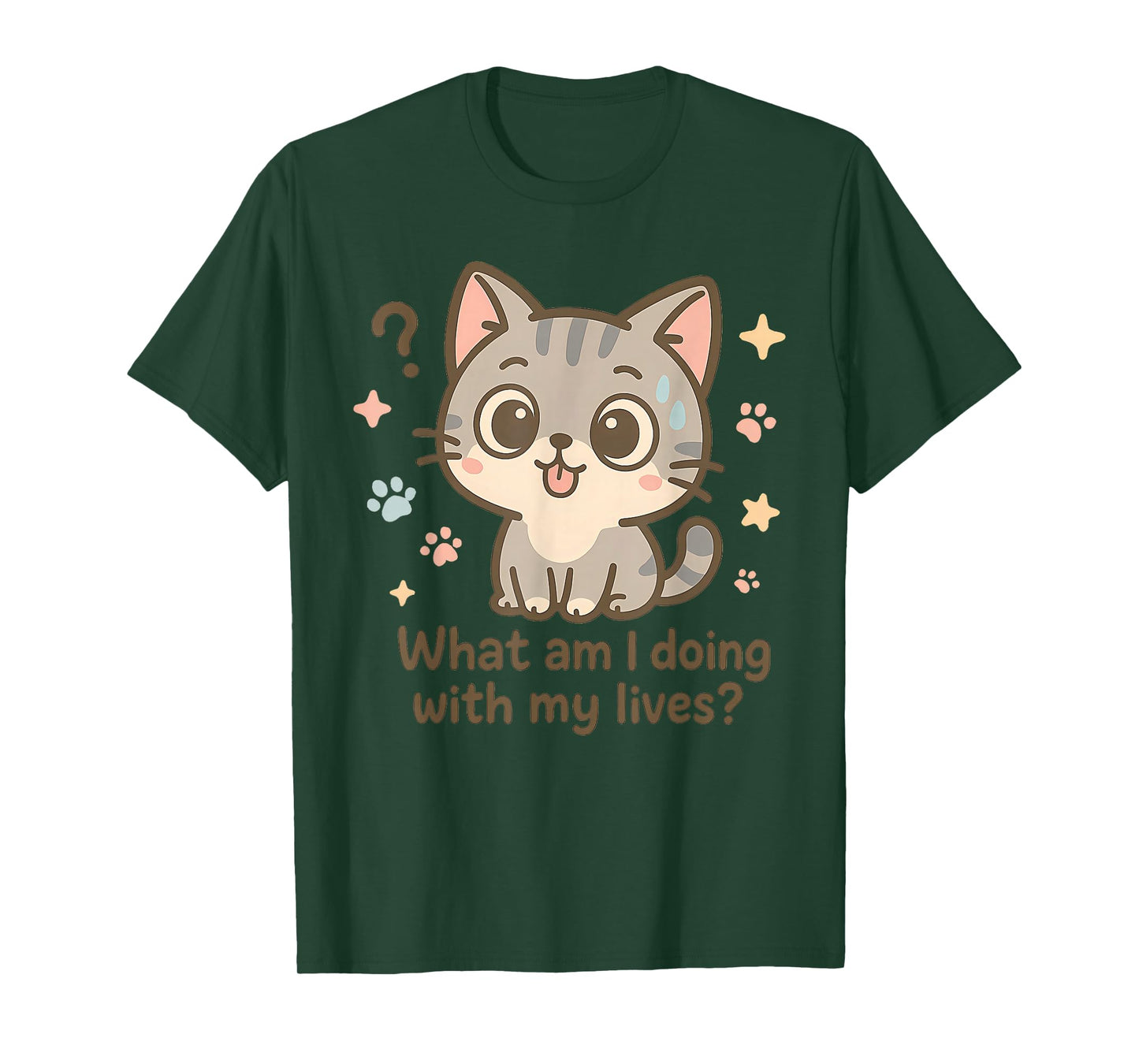 What Am I Doing with My Lives Cute Cat Humor T-Shirt