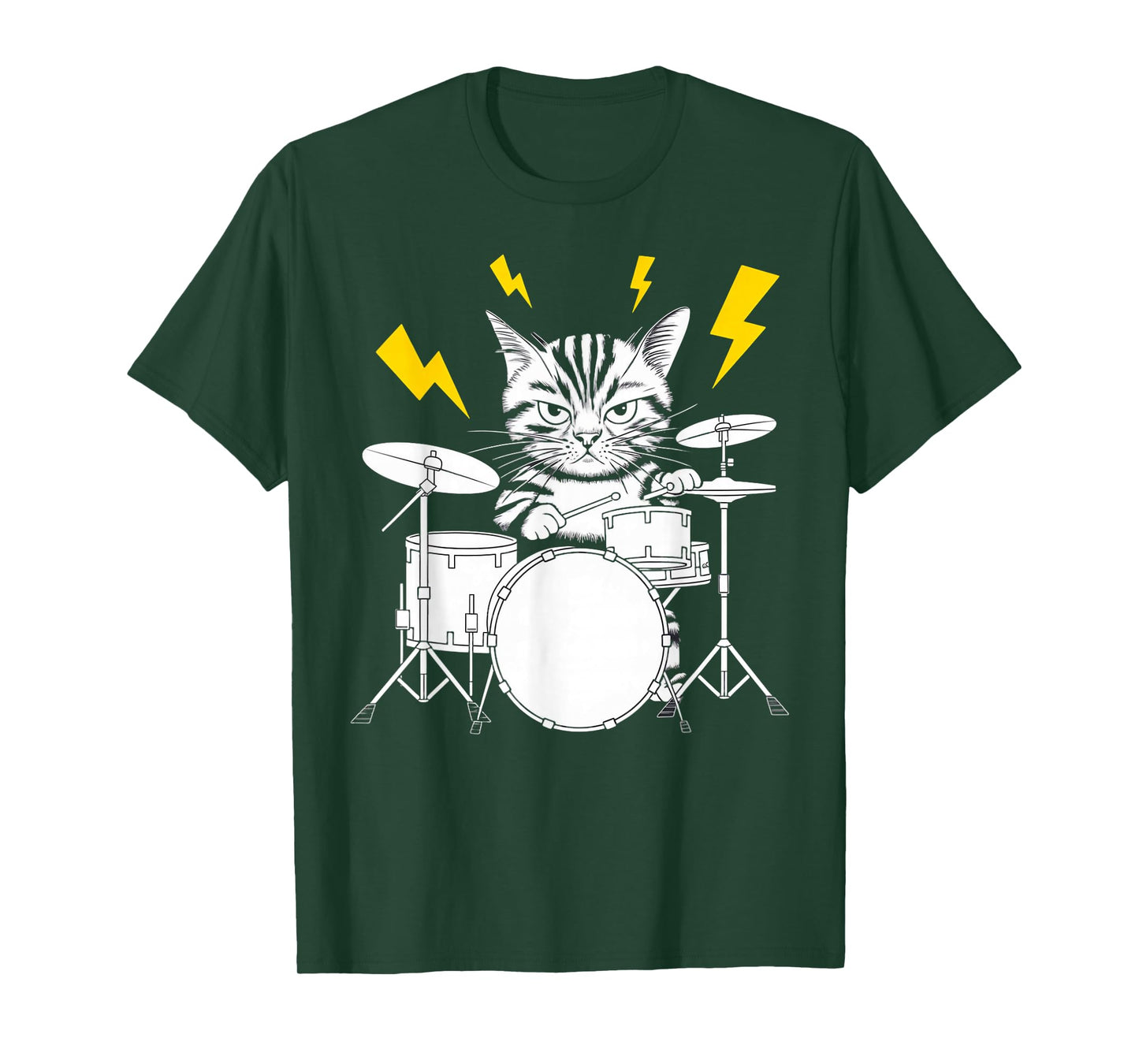 Rockstar Drummer Cat on Cat Drums T-Shirt