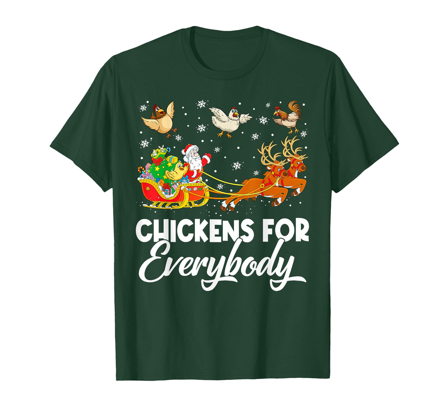 Chickens for Everybody Santa Sleigh Merry Christmas Pajamas T-Shirt