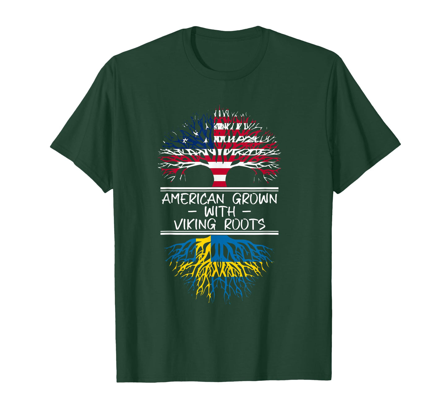 American Grown with Viking Roots Swedish flag T-Shirt
