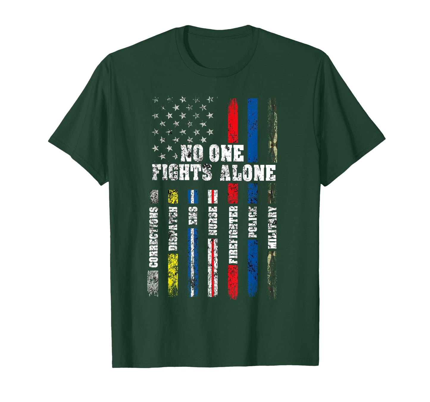 AMERICAN Flag Thin Line Police Fire Military Nurse Responder T-Shirt