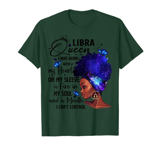 Libra Queen Afro Melanin Girl Birthday Gift for Black Women T-Shirt