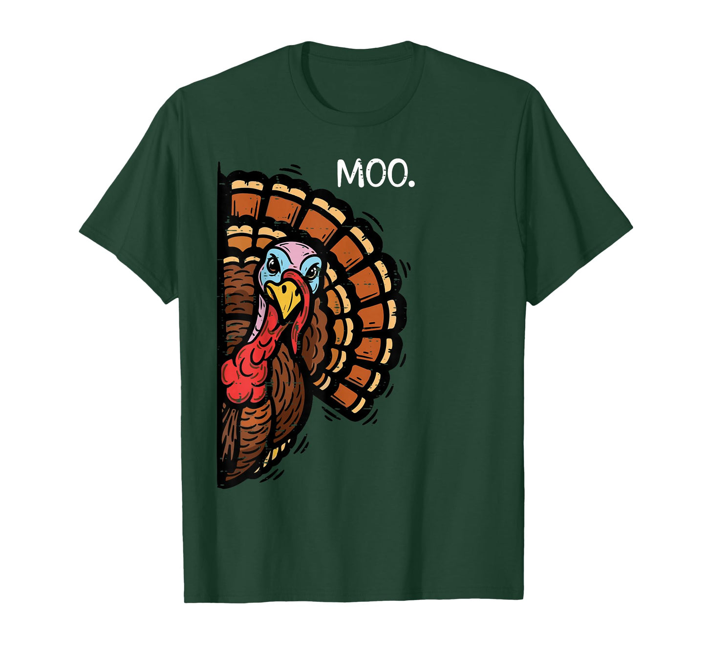 Thanksgiving Peeking Turkey Moo Funny Joke Men Women Kids T-Shirt