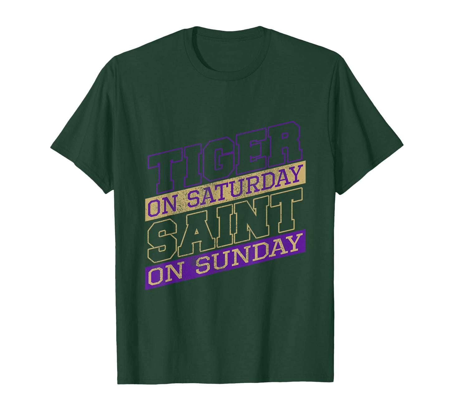 Funny Tiger On Saturday Saint On Sunday Feline Wild Tiger T-Shirt