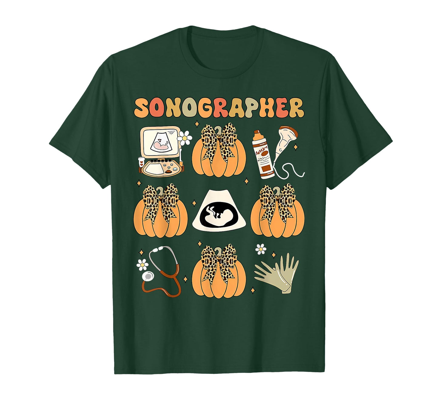 Coquette Sonographer Fall Ultrasound Tech Nurse Thanksgiving T-Shirt
