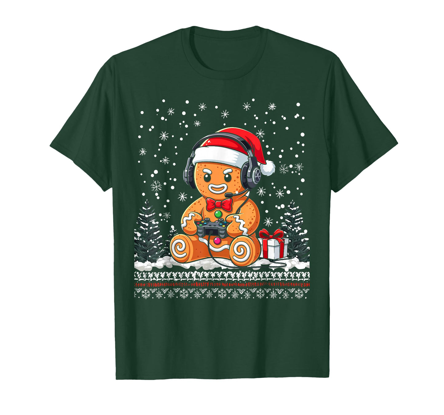 Funny Christmas Gamer Gingerbread Xmas Gaming Men Boy Kids T-Shirt