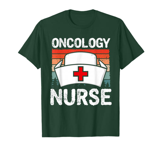 Cute Oncology Nurse Vintage Sunset Medical Nursing Scrubs T-Shirt