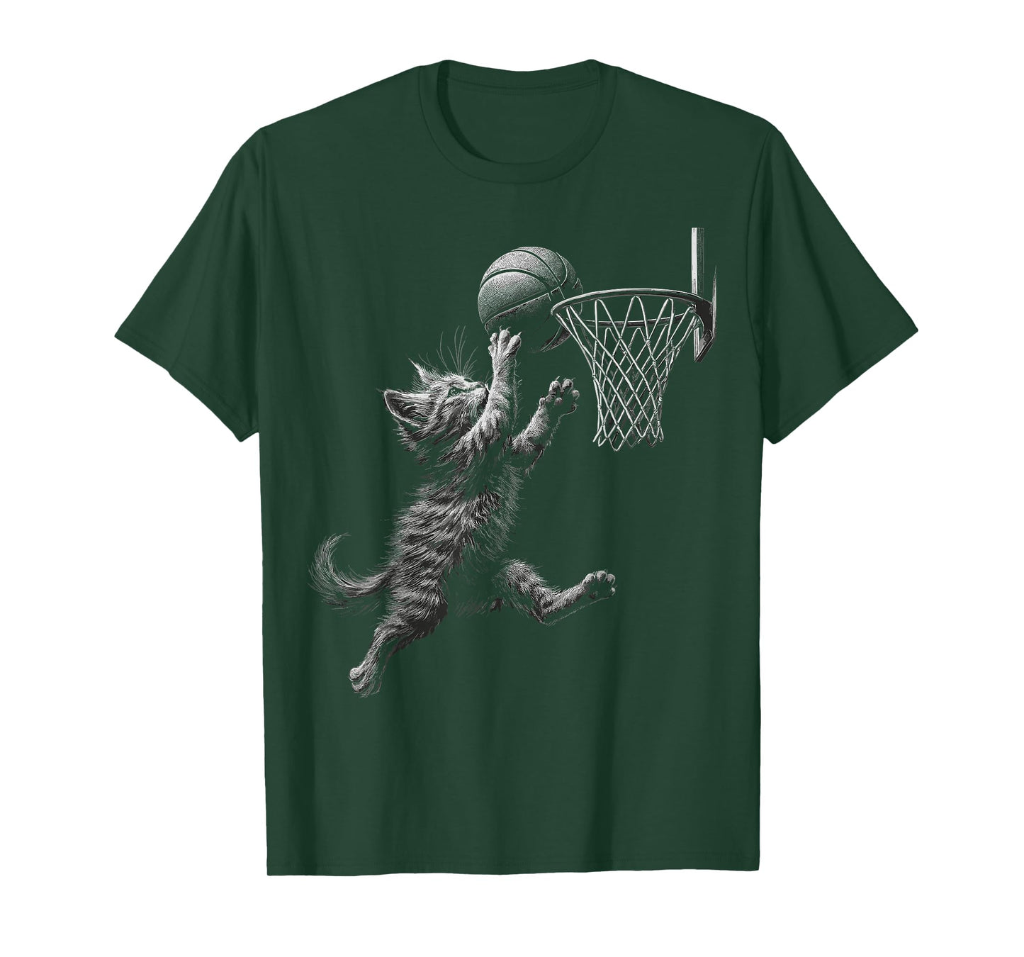 Cute Cat Playing Basketball Men Women Kids funny cat kitten T-Shirt