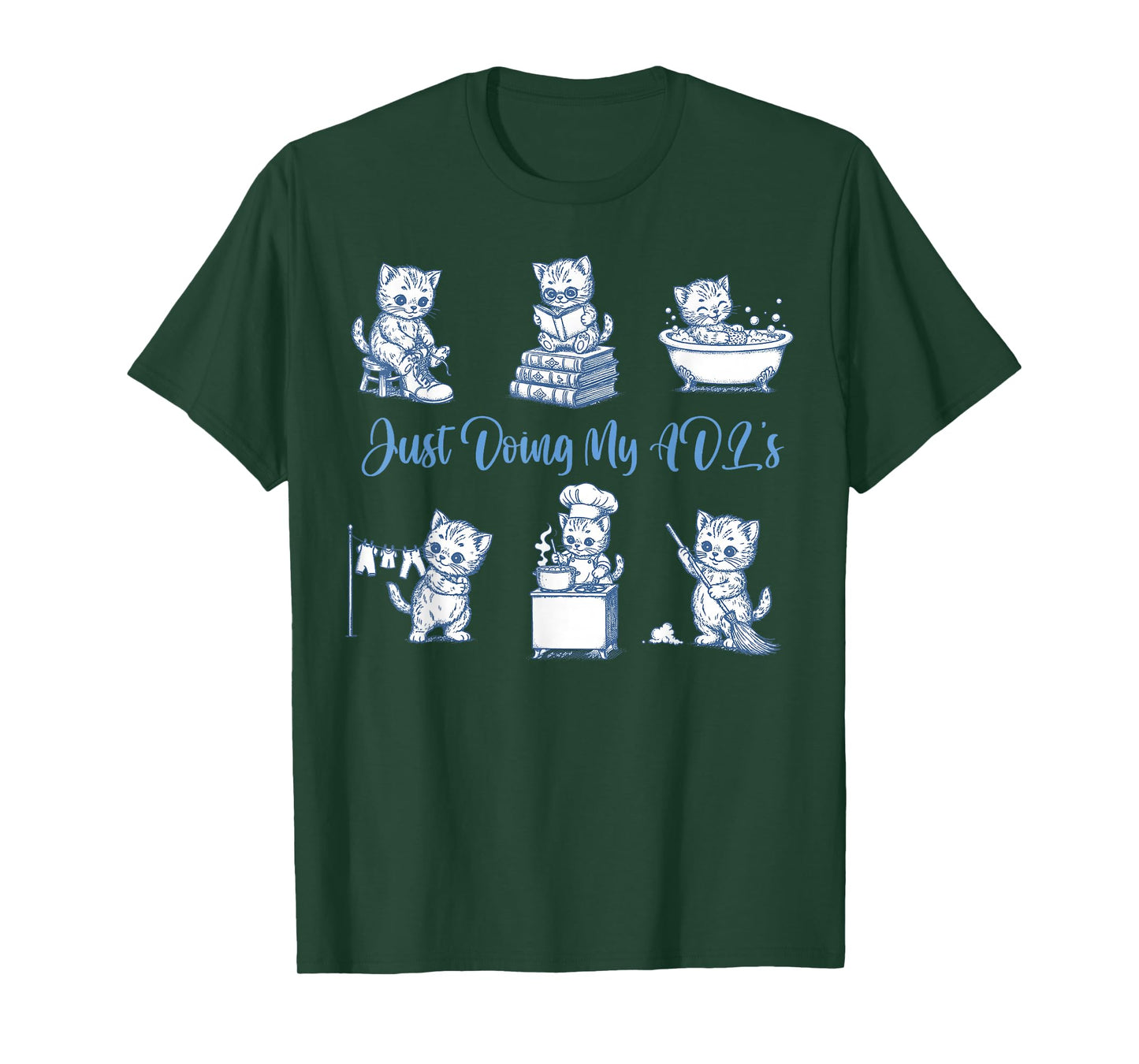 Occupational Therapy Cat Doing ADLs OTA Therapist Assistant T-Shirt