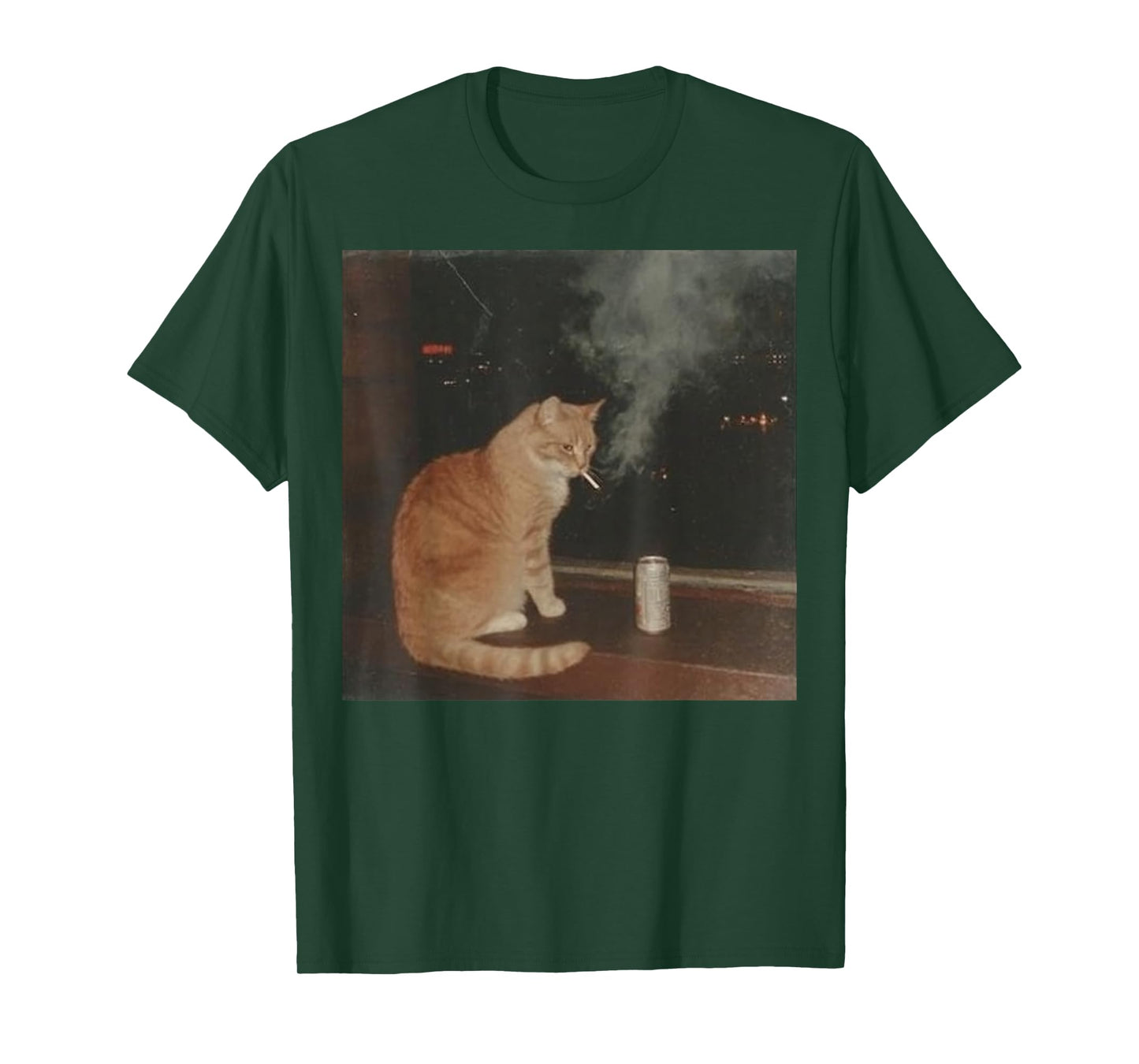 Cigarette Kitten Drinking Beer Cat Meme Gen Y2k Funny T-Shirt