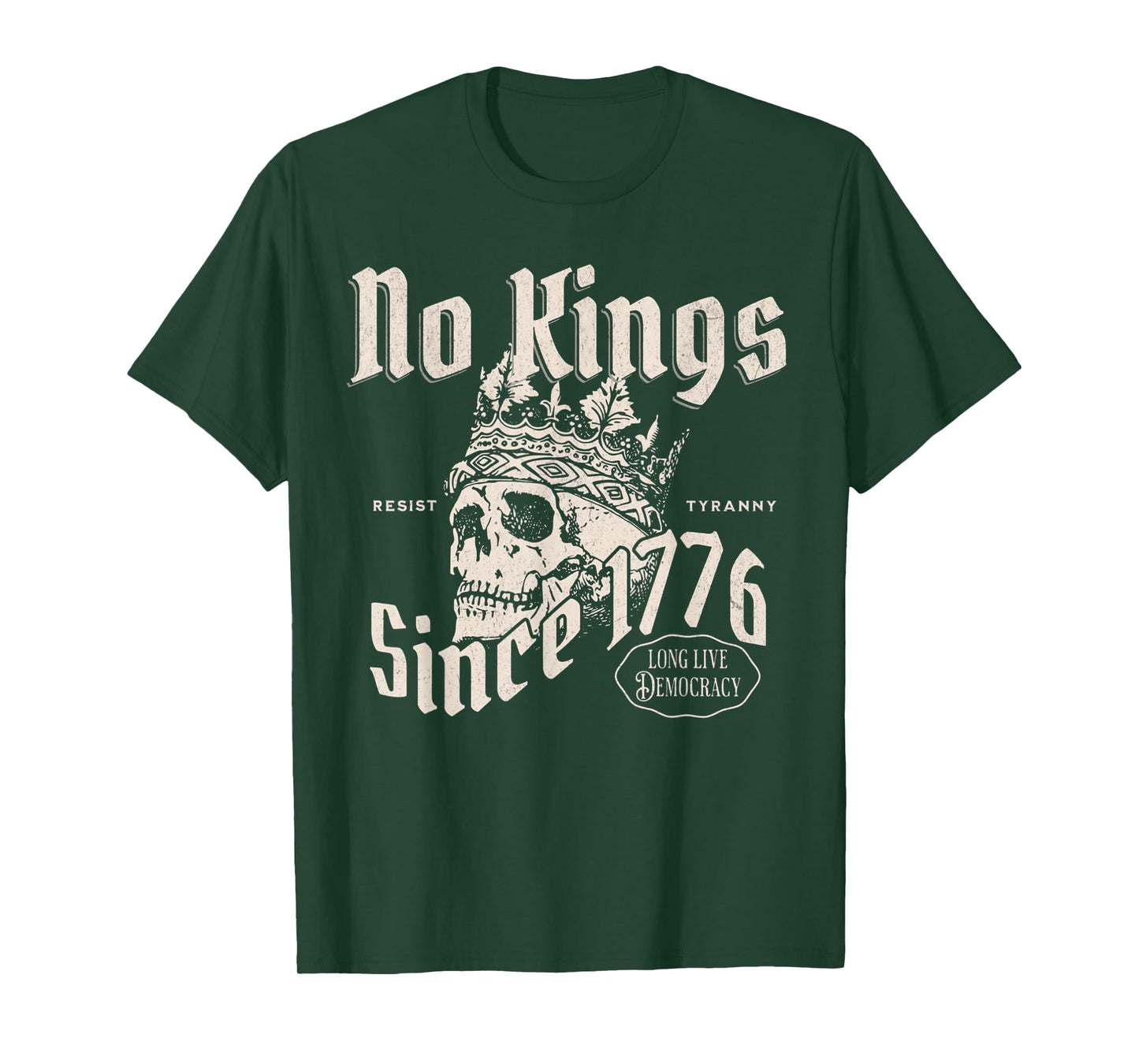 No Kings in America Since 1776 Patriotic 4th of July Skull T-Shirt