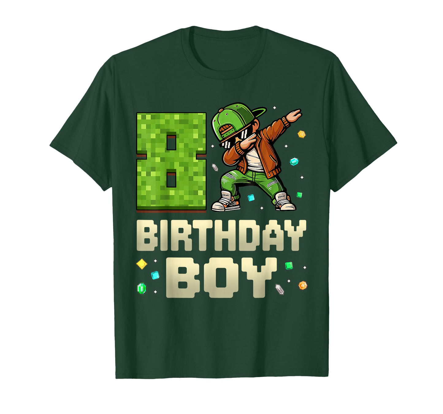 8 Years Birthday Boy 8th Dabbing Boy Game Video Pixel T-Shirt