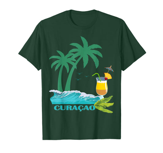 Curacao Palms Cocktail Caribbean Beach Island Souvenir Gift T-Shirt