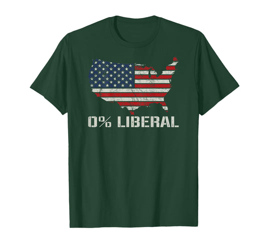 American Flag 0% Liberal - Funny Republican USA Flag (Back) T-Shirt