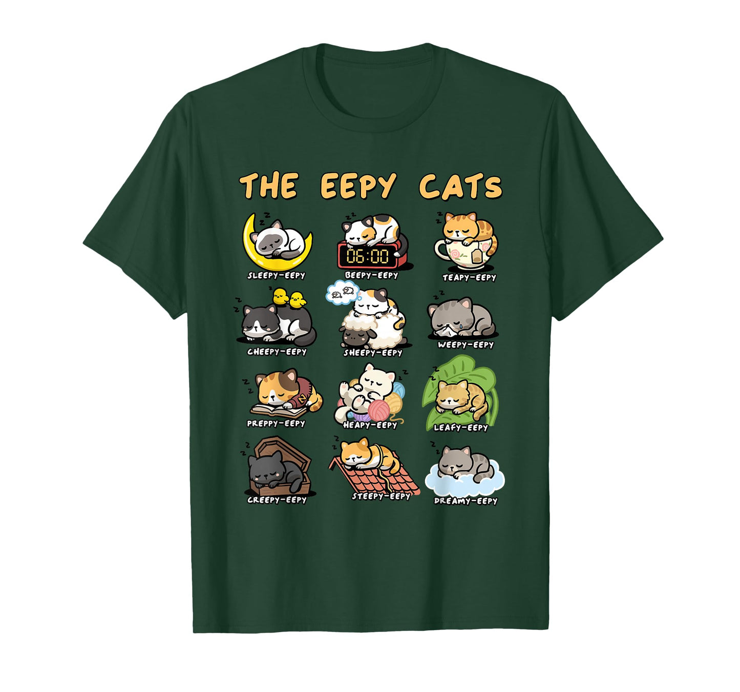 The Eepy Cats Funny Sleeping Cat Pun Collection Design T-Shirt