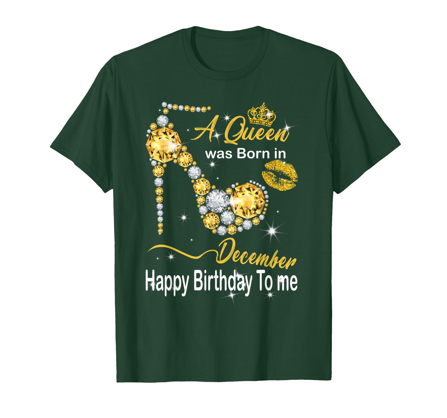 A Queen Was Born In December Happy Birthday To Me Diamond T-Shirt