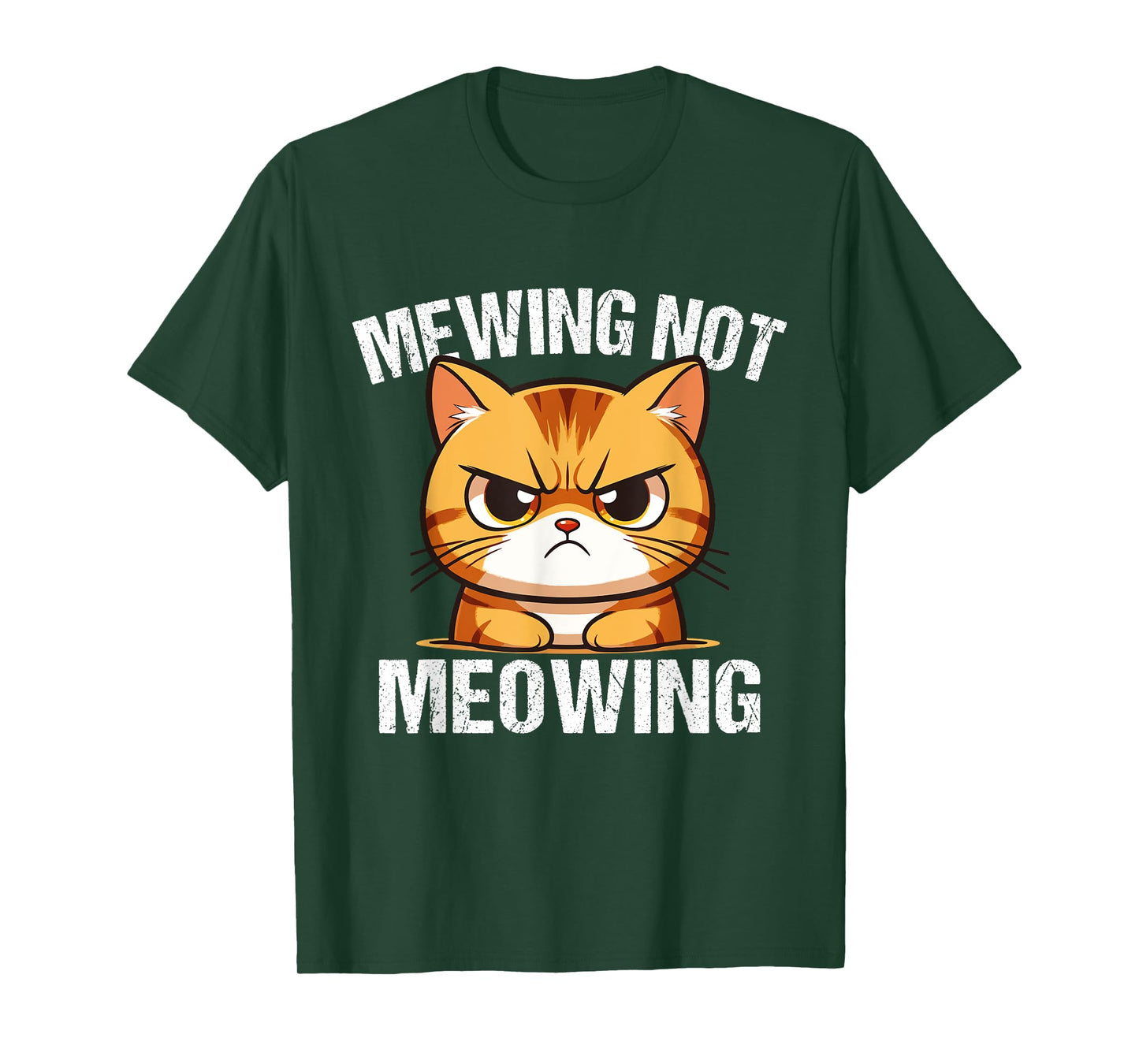 Funny Meme Goofy Cat Mewing Not Meowing Cool Goofy Cat Men Women T-Shirt