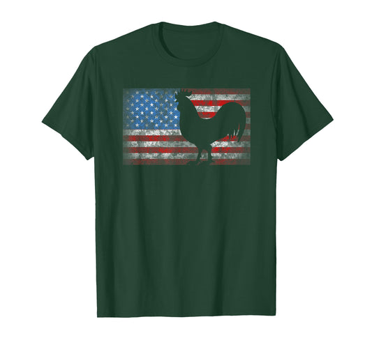 American Flag Rooster Chicken 4th of July Animal Gift T-Shirt