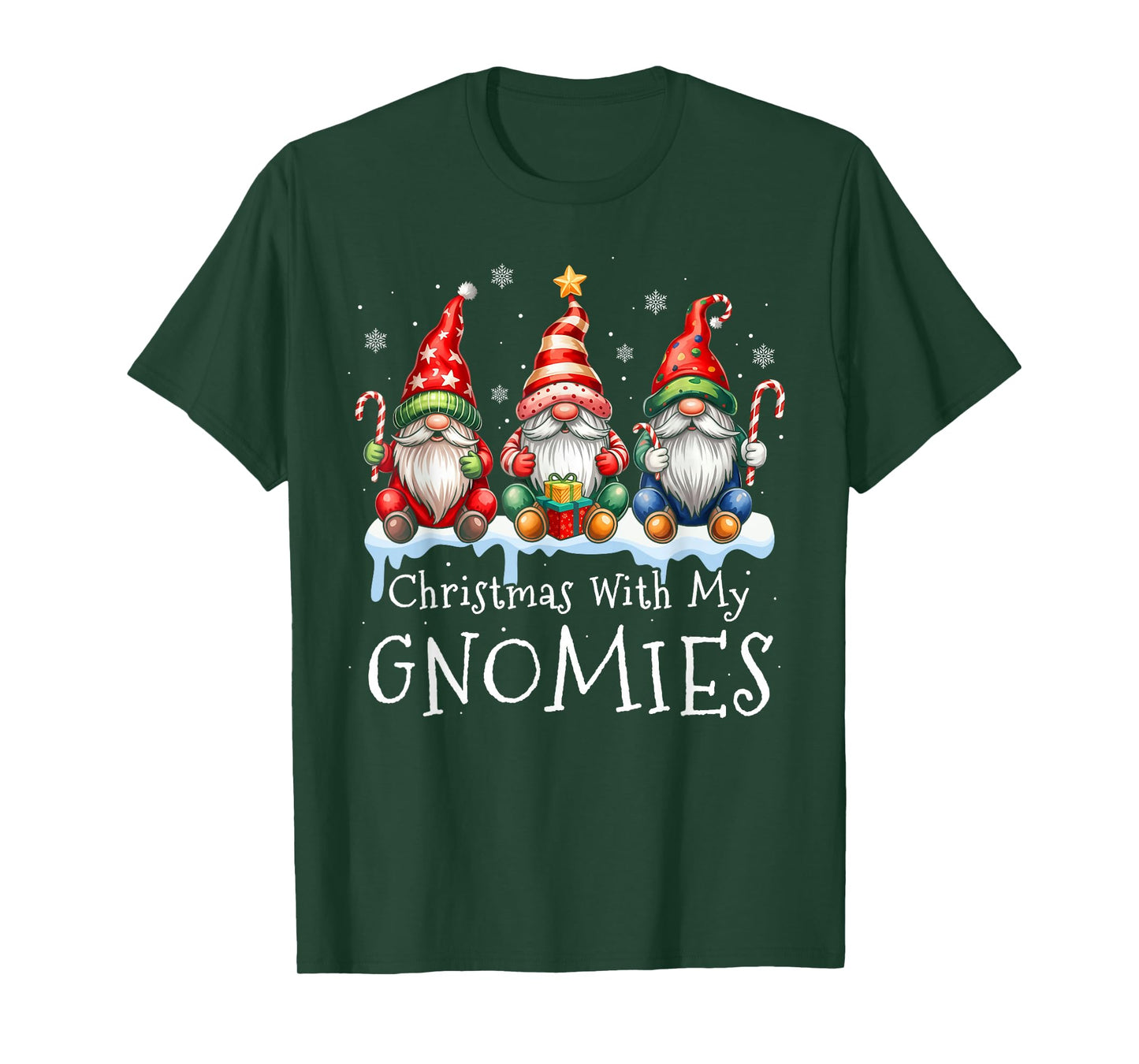 Christmas with My Gnomies Buffalo Plaid Gnome Family Women T-Shirt