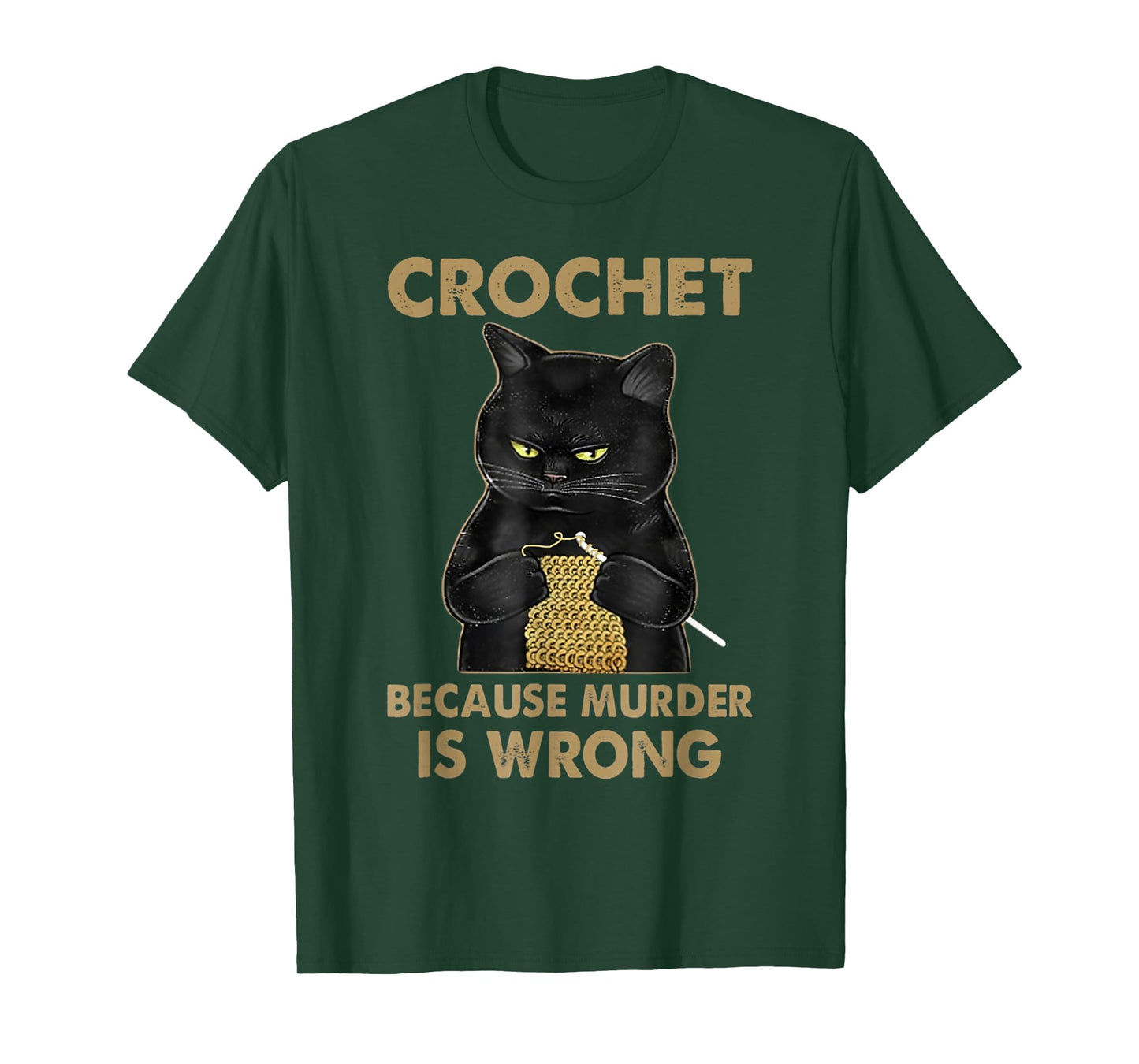 Crochet Because Murder is Wrong - Crochet Black Cat Yarn T-Shirt