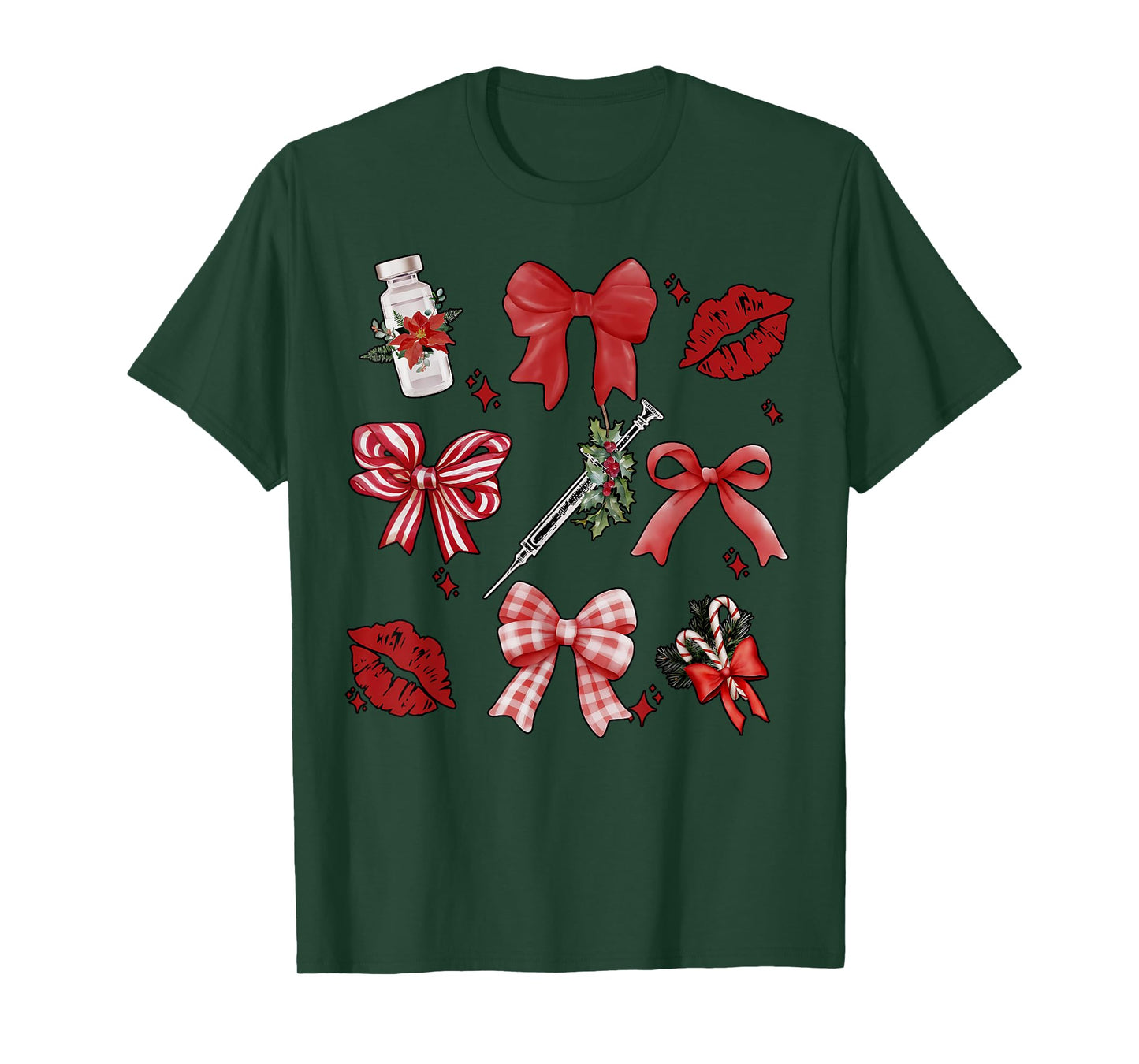 Christmas Aesthetic Nurse Injector Coquette Bow Botox Dealer T-Shirt