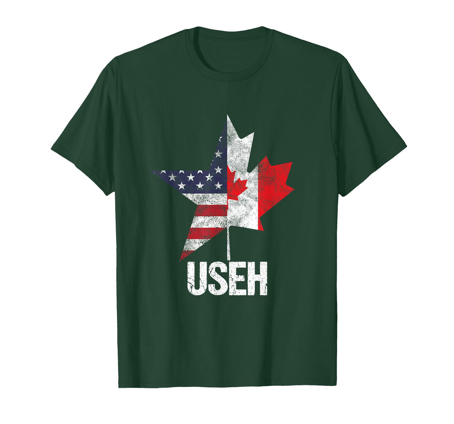 Half Canadian American USEH Canada USA Flag United States T-Shirt