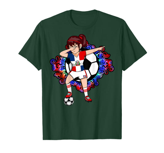 Dabbing Soccer Girl Dominican Republic Fans Jersey Football T-Shirt