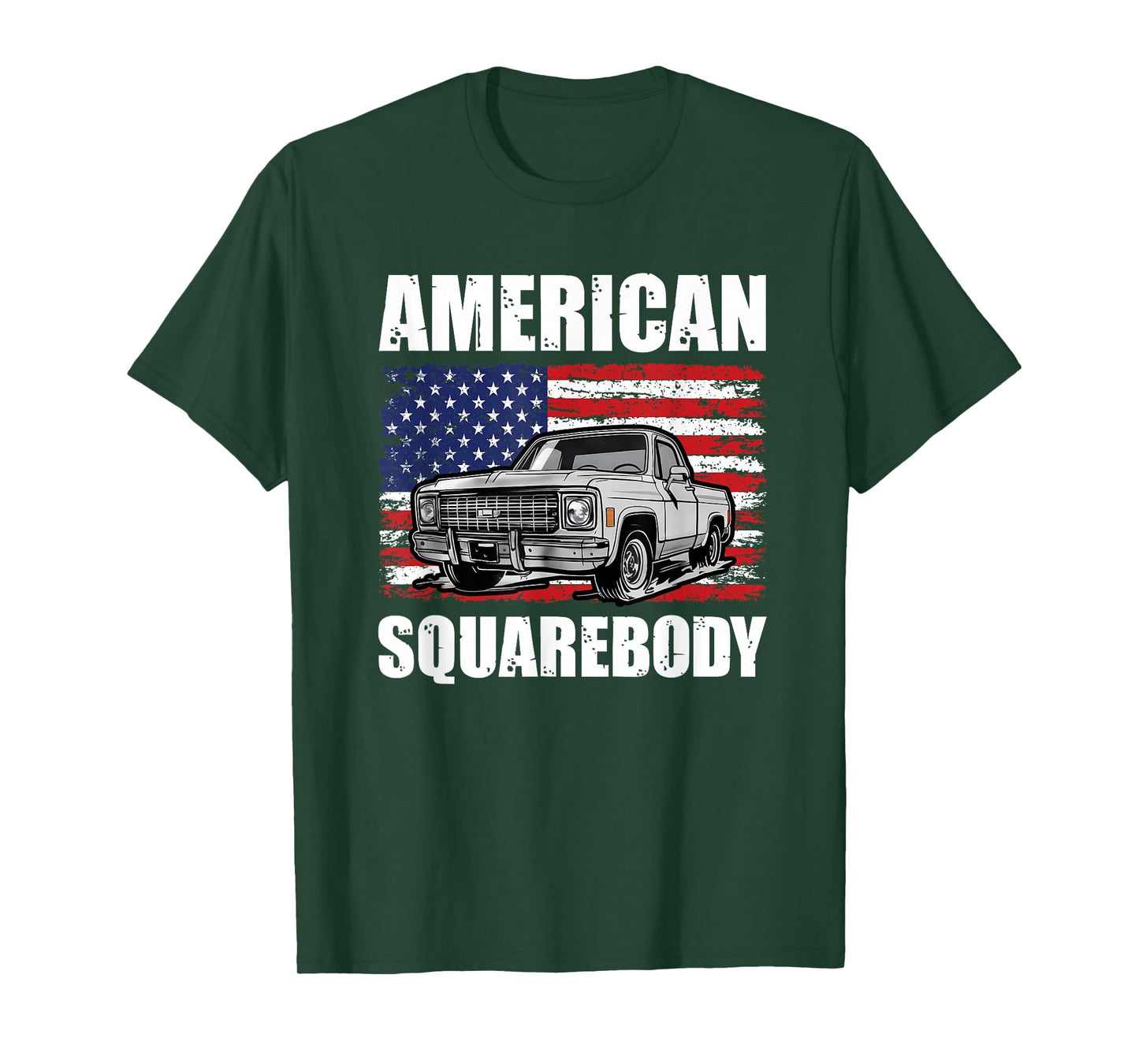 American Squarebody Classic Pick Up Truck Men USA Flag T-Shirt