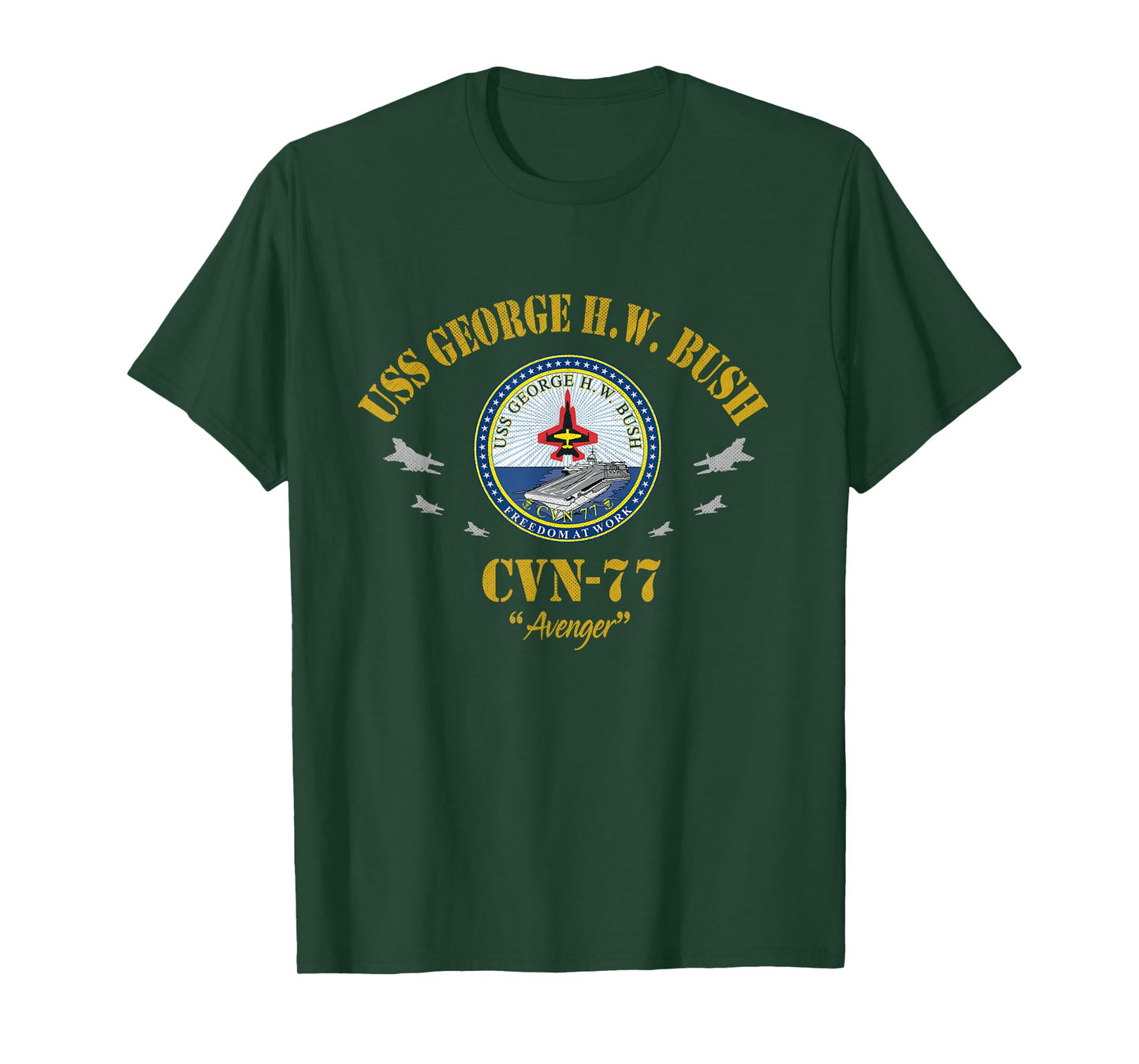 USS George H.W. Bush CVN-77 Aircraft Carrier Veteran Flag T-Shirt