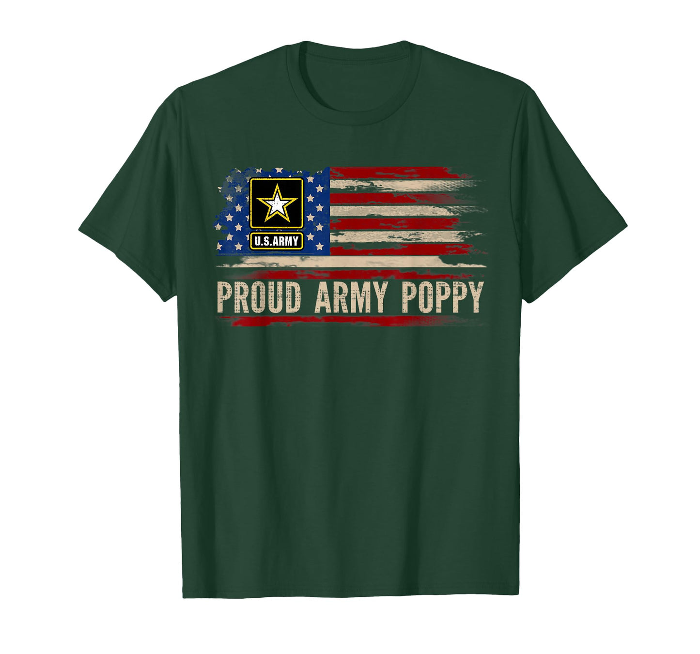 Vintage Proud Army Poppy American Flag Veteran Gift T-Shirt