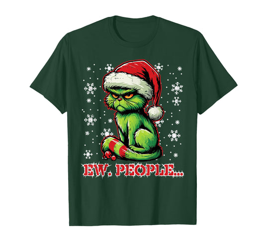 Christmas Cat Santa Ew People Funny Xmas Men Women Kids T-Shirt