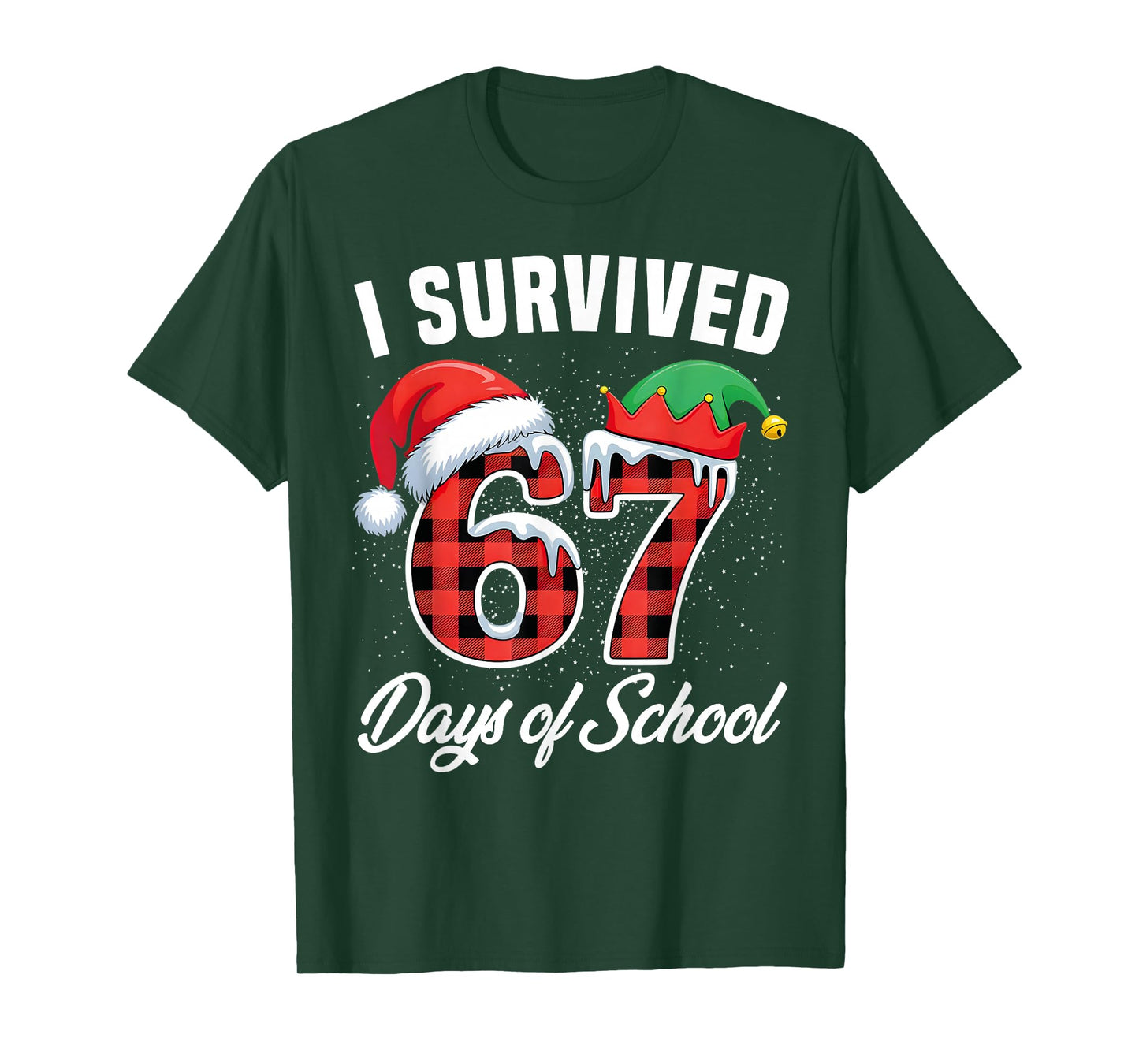 I Survived 67 Days of School Six Seven Teacher Student Xmas T-Shirt