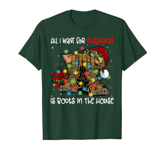 All I Want For Christmas Is Boots In The House Santa Hat T-Shirt