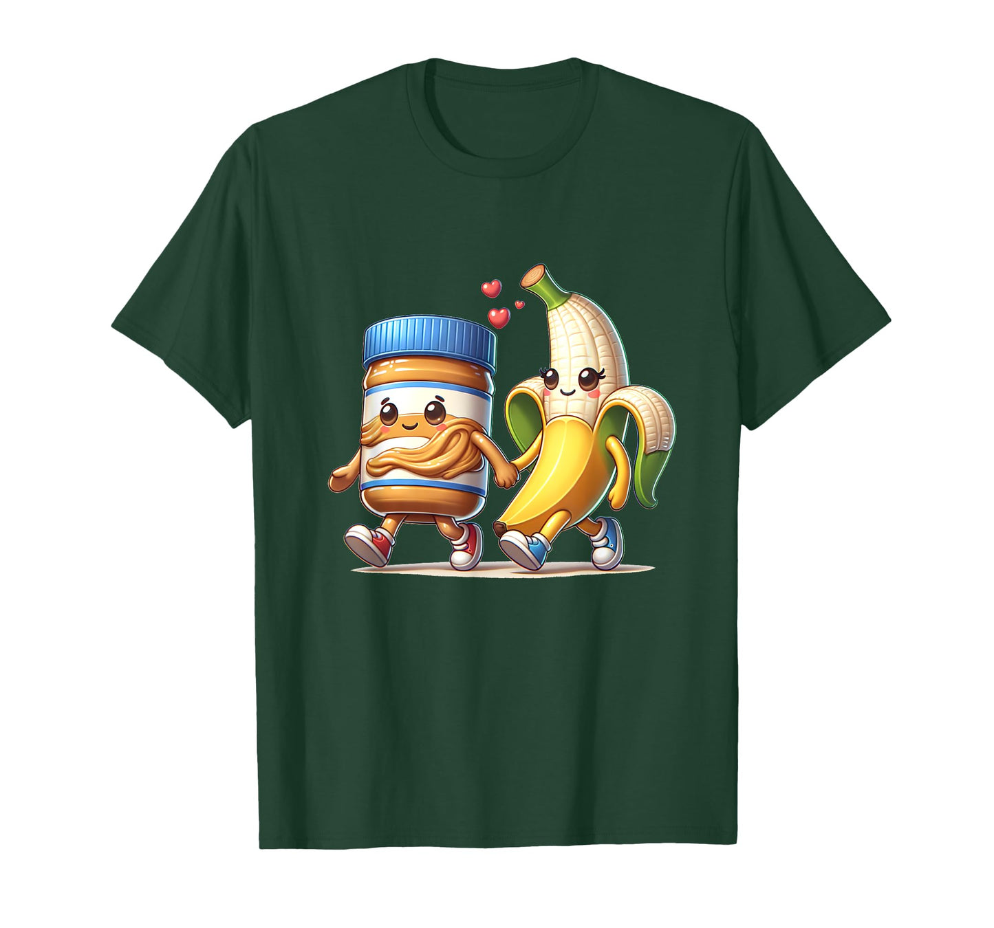 Funny Cute Banana and Peanut Butter Lovely couple Cartoon T-Shirt