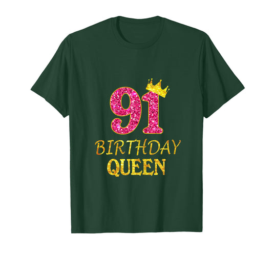 91 Years Old Birthday Queen Girl Tee 91st Birthday Pink T-Shirt