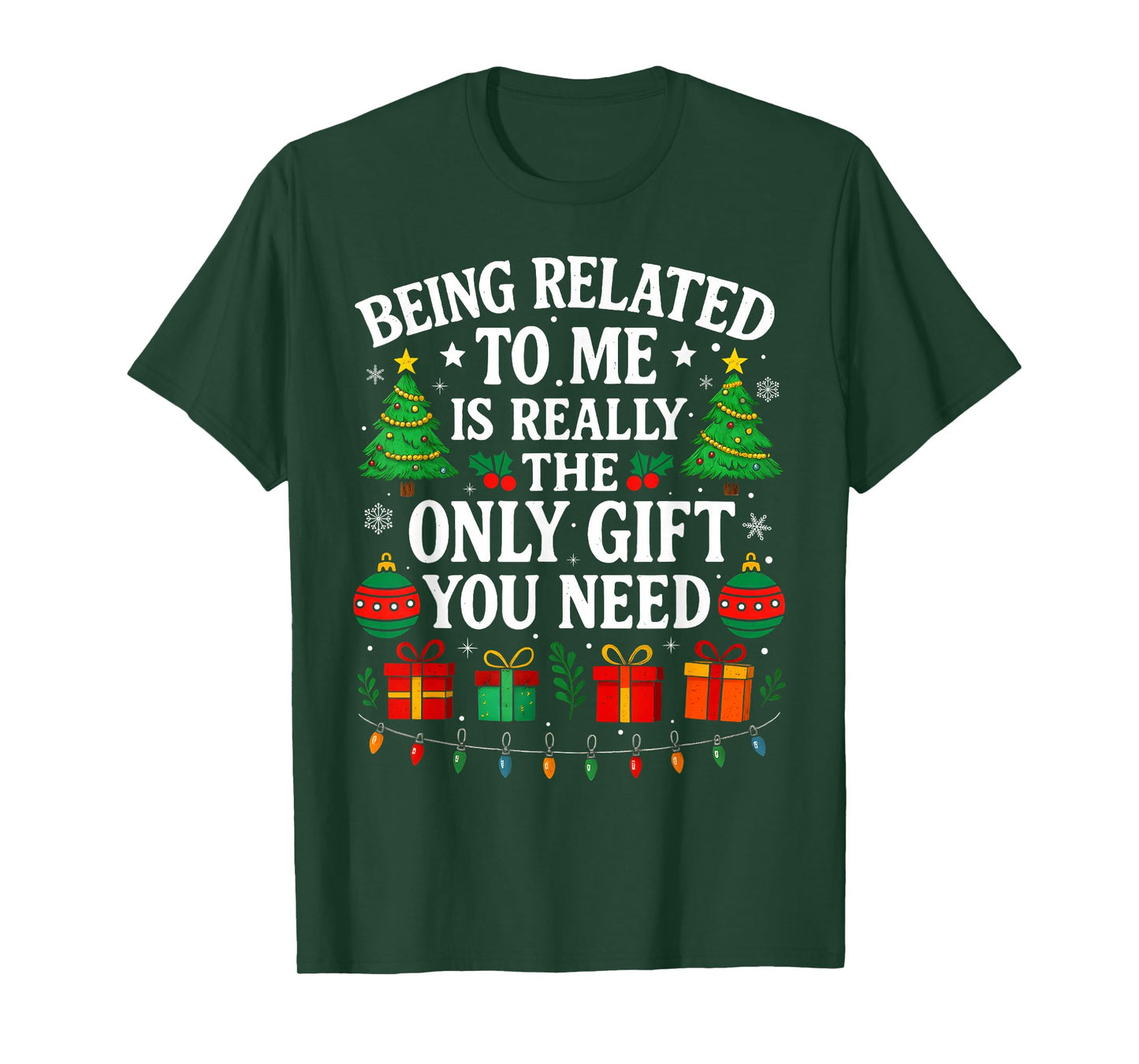 Being Related To Me Funny Christmas Family Xmas Pajamas T-Shirt