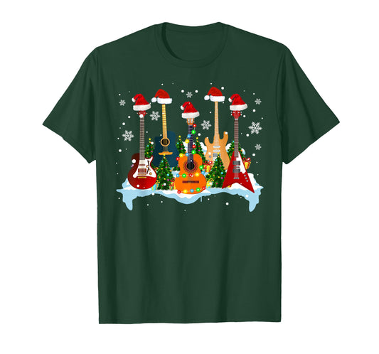 Christmas Guitar Tree Funny Guitarist Christmas T-Shirt