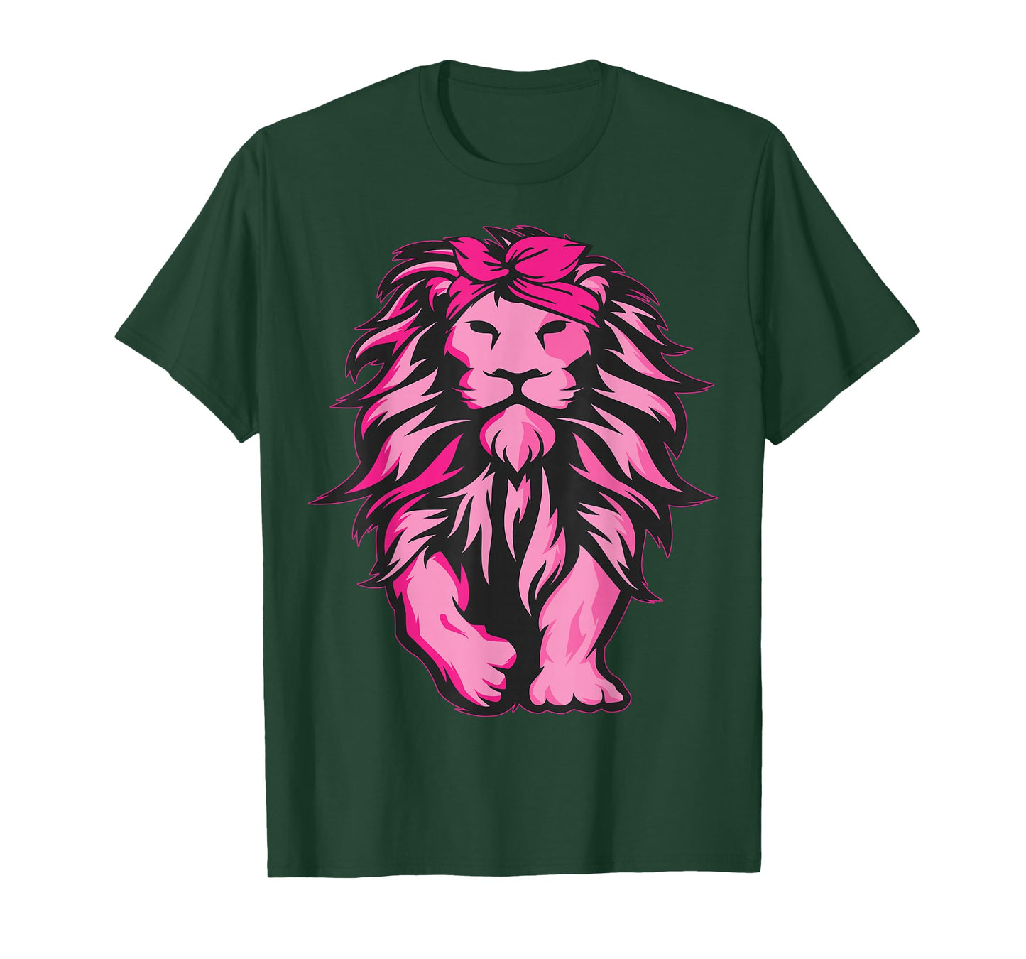 Lion Pink Bandana Breast Cancer Awareness Survivor Warrior T-Shirt