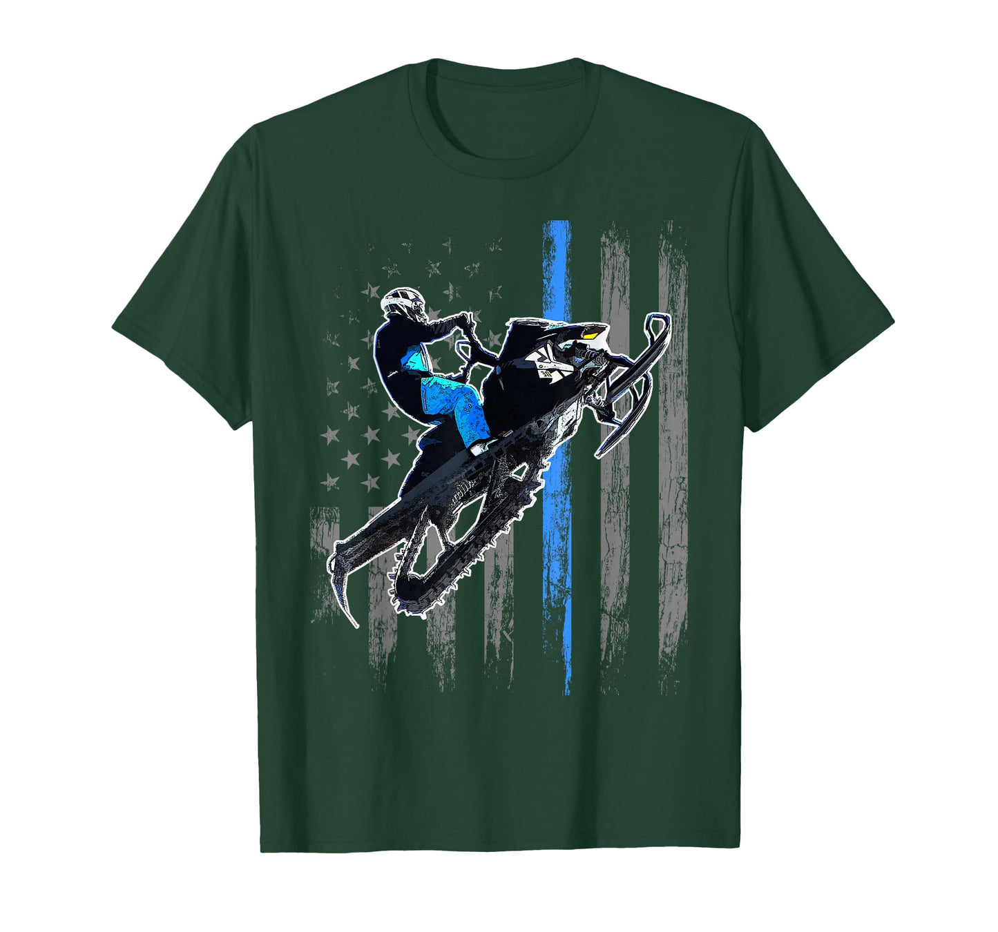American Flag Snowmobile Men Snowmobile Riding Gift T-Shirt