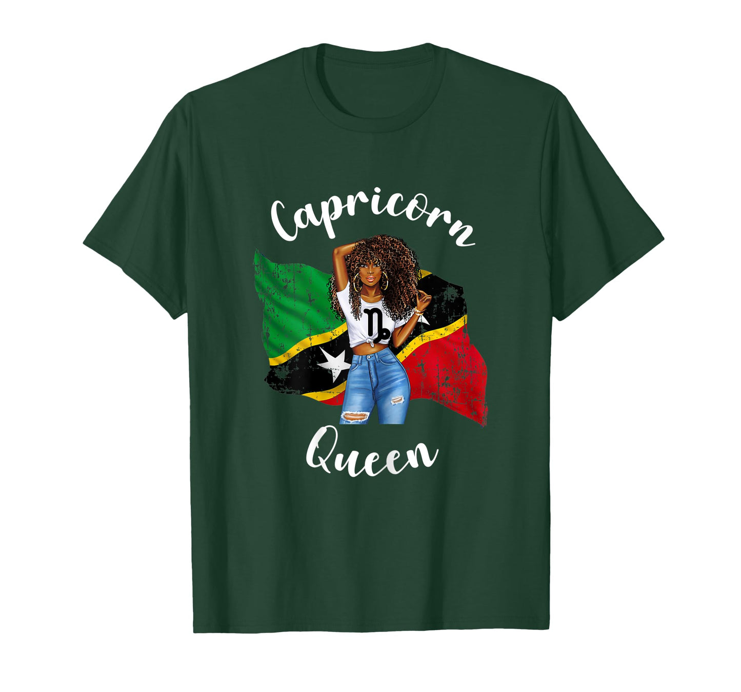 Womens St Kitts Queen Capricorn Birthday Zodiac Astrology January T-Shirt