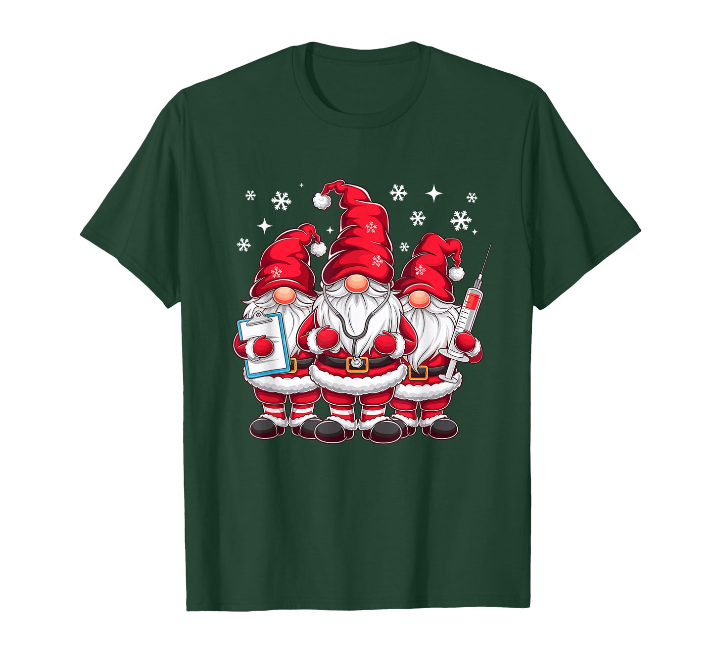 Cute Nursing Christmas Gnomes Xmas Medical Scrub Top Nurse T-Shirt