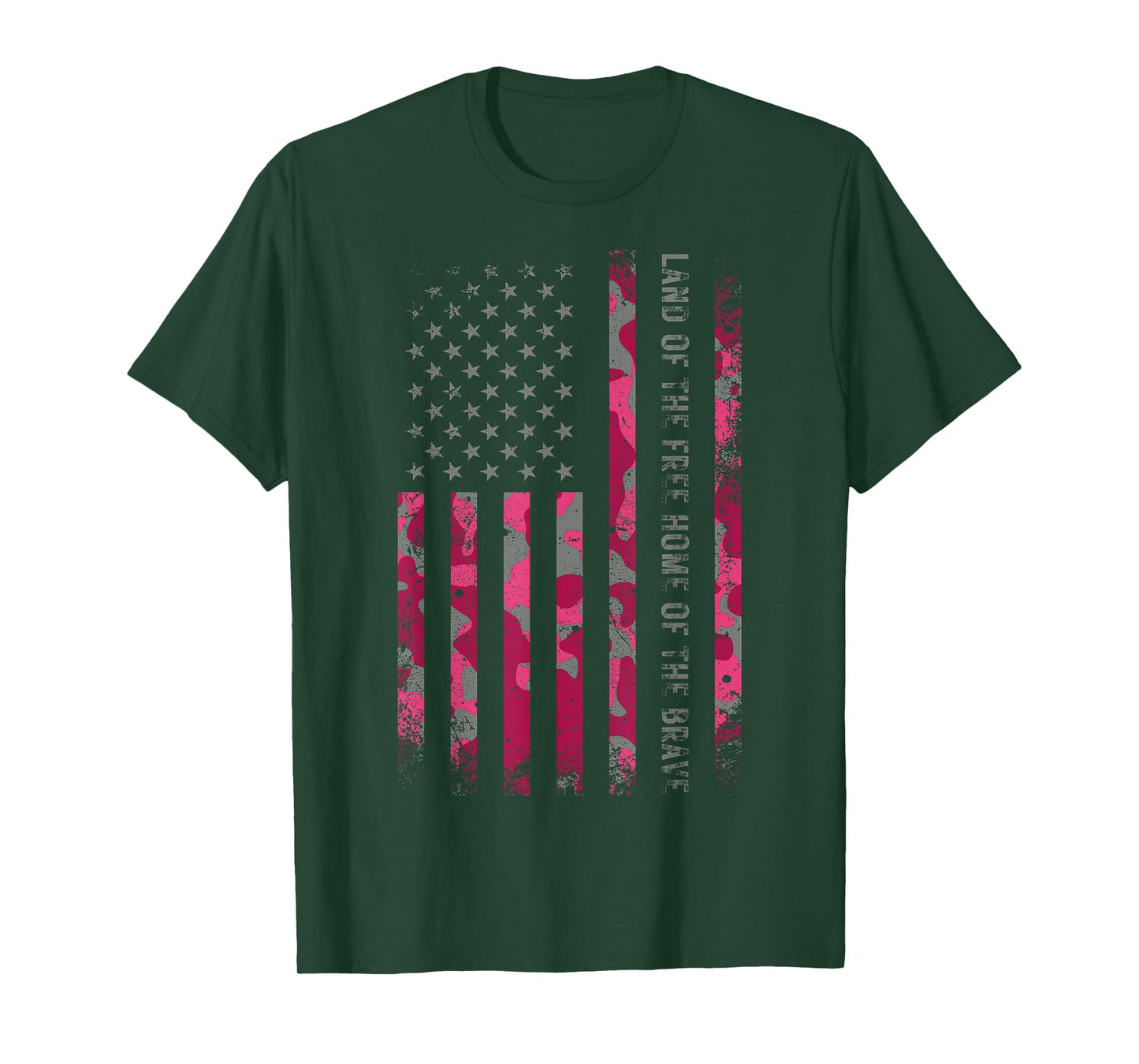 Pink Camo USA Flag Military Camouflage Distressed Grunge Tee T-Shirt