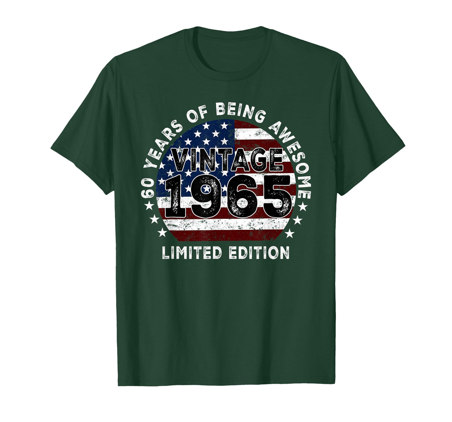 Vintage 1965 American Flag 60th Birthday Gifts 60 Year Old T-Shirt