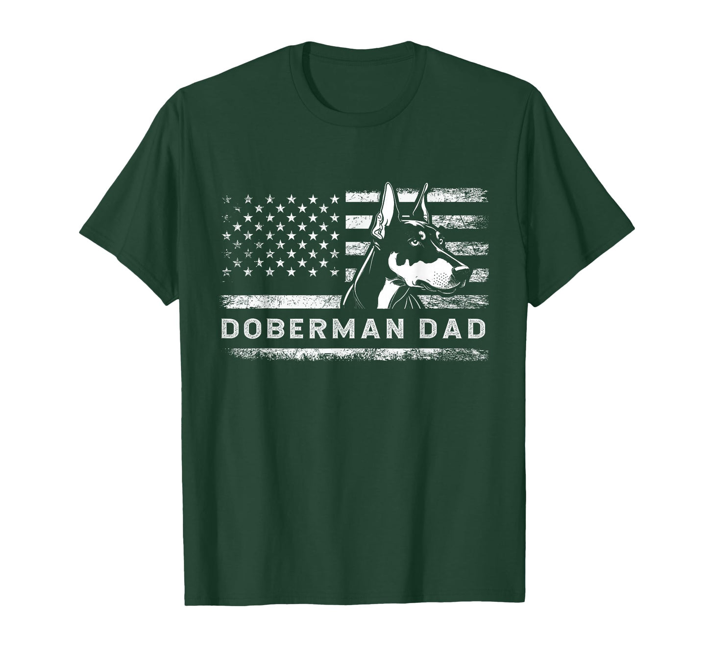 Doberman Pinscher Dog Dad American Flag Dobie Dad T-Shirt