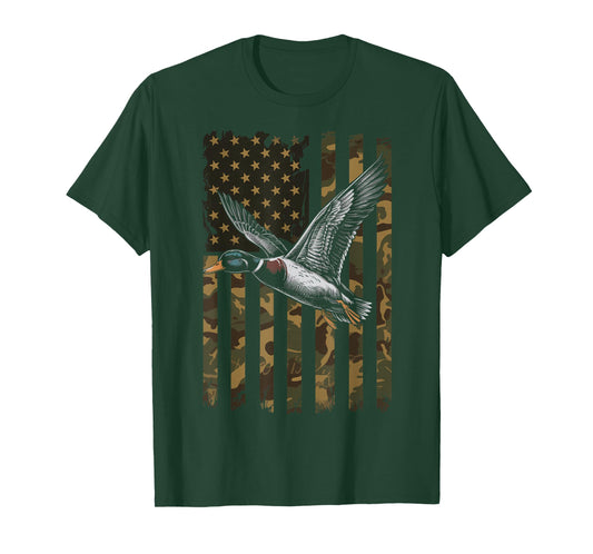 Duck Hunting US Flag Waterfowl America T-Shirt