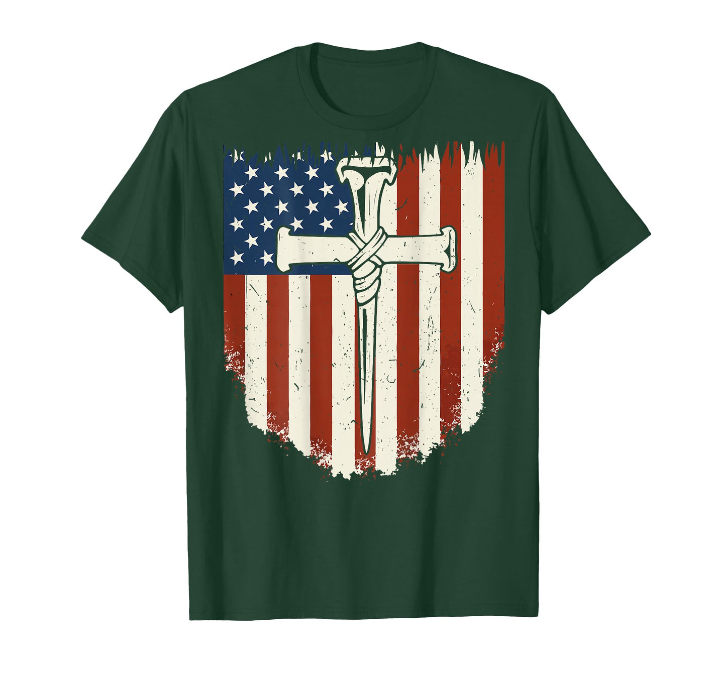 American Flag Cross 3 Nail Patriotic Christian Freedom Faith T-Shirt