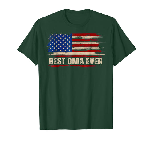 Vintage Best Oma Ever American Flag Mother's Day T-Shirt