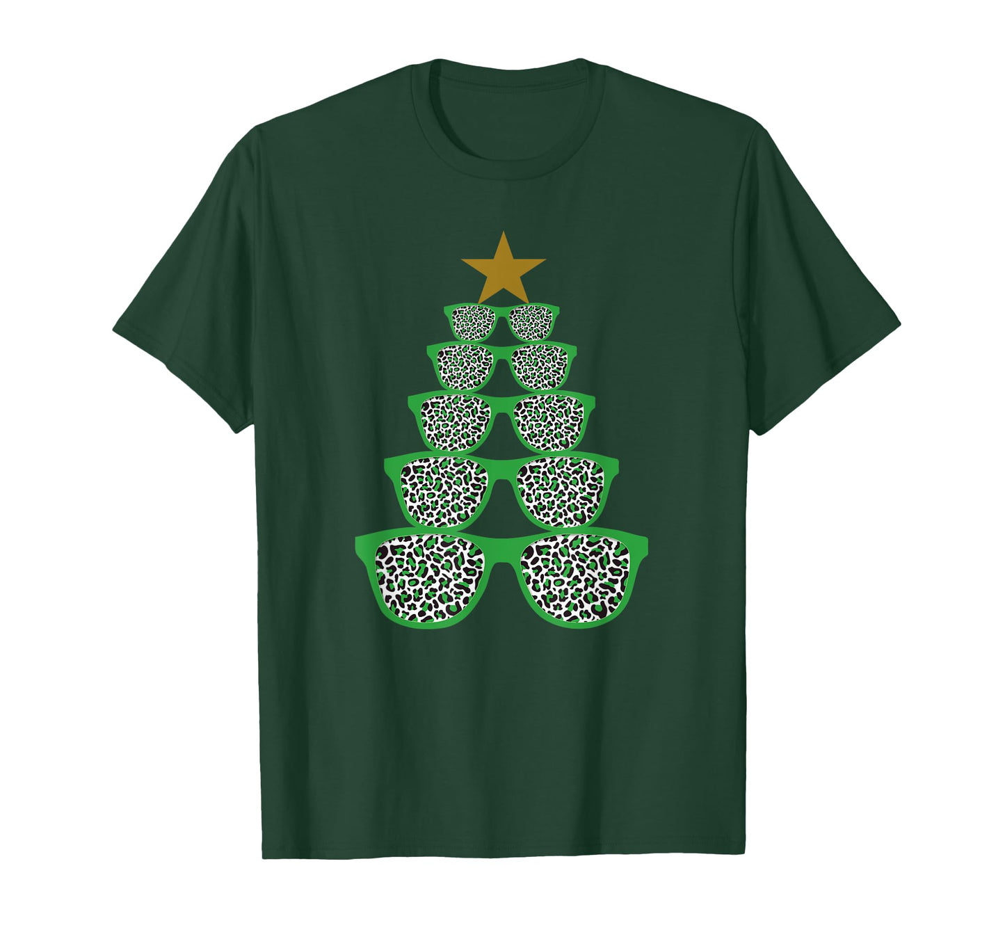 Cute Sunglasses Optometrist Christmas Tree Leopard Optician T-Shirt