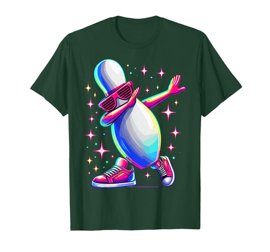 Bowling Pin Dabbing Sunglasses Bowler Player T-Shirt
